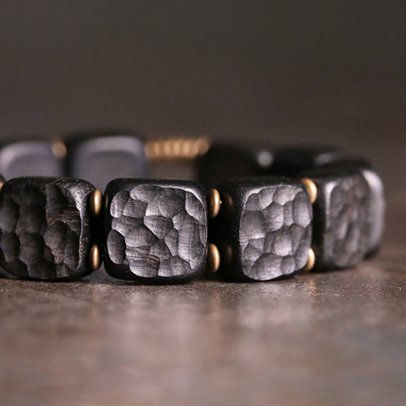 Buddha Stones Retro armband in ebbenhoutstructuur met koperen Armband. - image 3