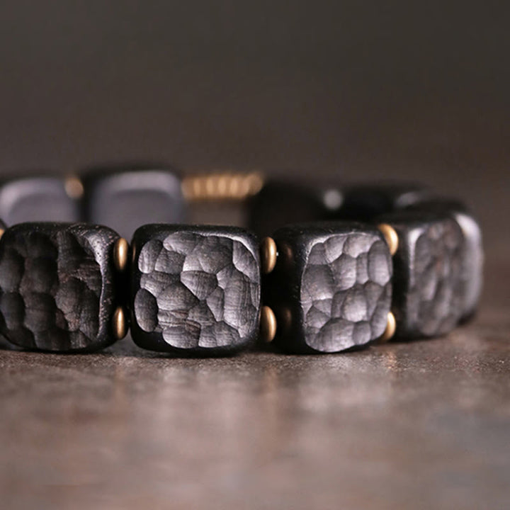 Buddha Stones Retro armband in ebbenhoutstructuur met koperen Armband. - image 3