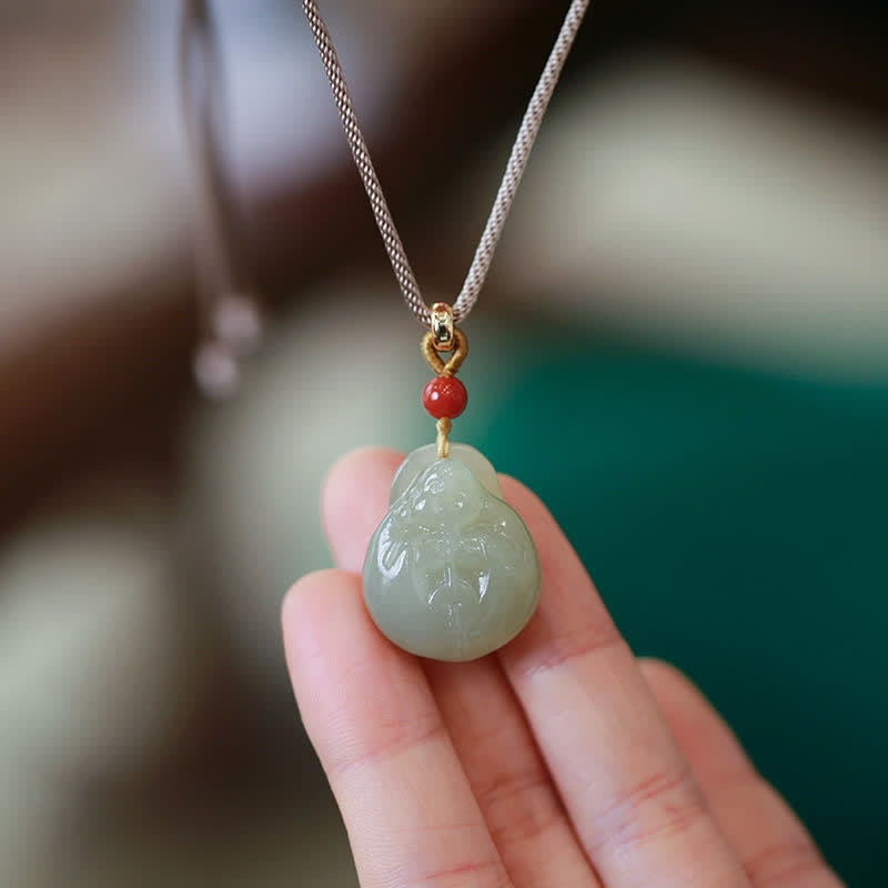 Buddha Stones Lachende Boeddha Hetian Jade Rijkdom Voorspoed Ketting - image 4