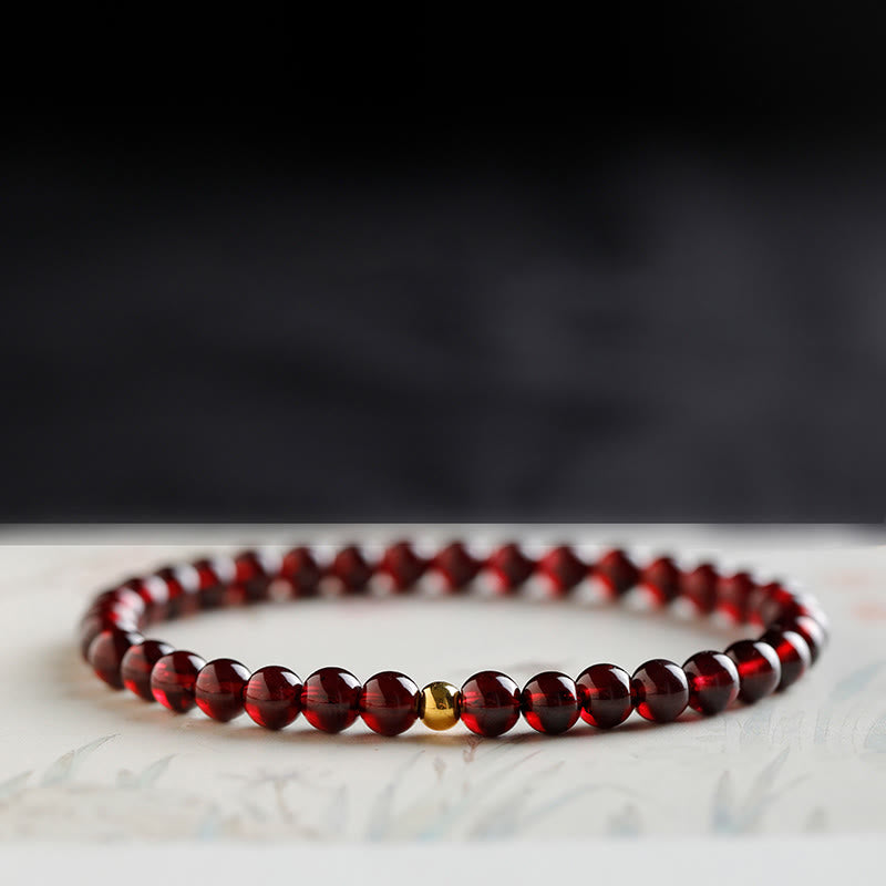 Buddha Stones 999 Gouden Koi Vis Armband met Natuurlijke Granaat - 5 mm - Granaat &amp; Gouden Kraal - 17 cm - image 10