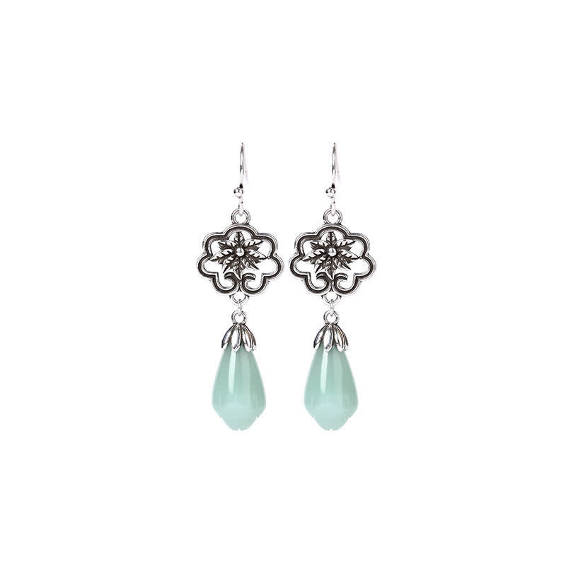 Buddha Stones Magnolia bloem jade waterdruppel welvaart hangende Oorbellen - image 4