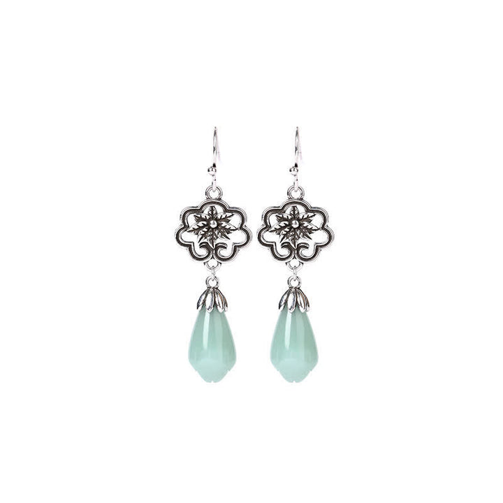 Buddha Stones Magnolia bloem jade waterdruppel welvaart hangende Oorbellen - image 4