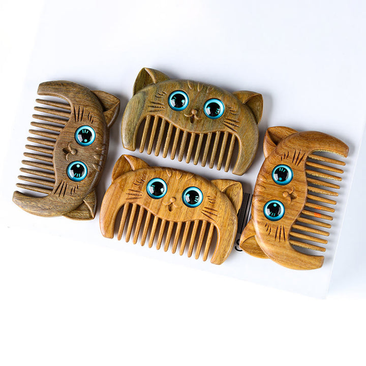 Buddha Stones Eenvoudige kattenkam met groene sandelhoutpasta, draagbare Kam - image 7