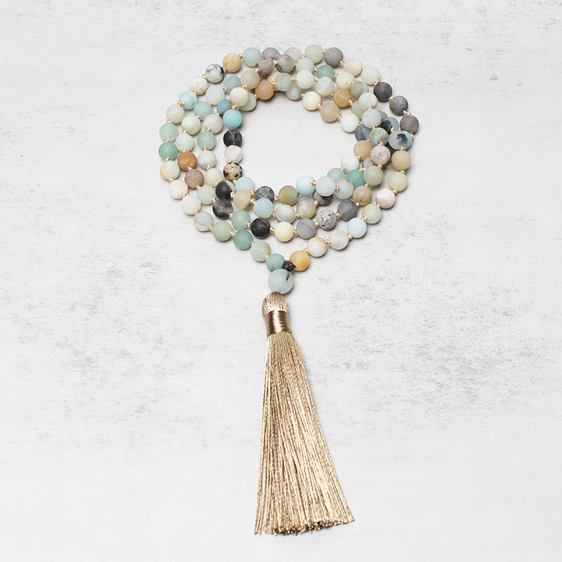 Buddha Stones Armband met kwastje van 108 amazonietkralen - image 1