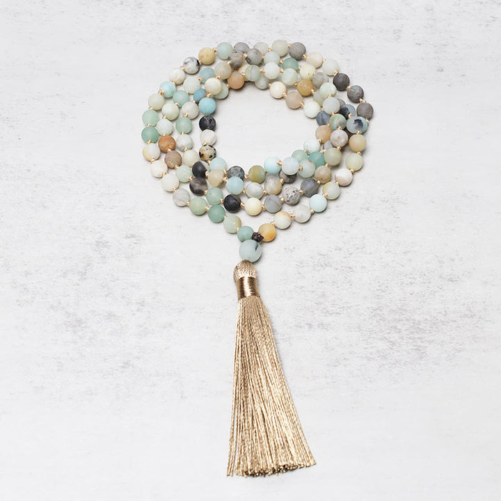 Buddha Stones Armband met kwastje van 108 amazonietkralen - image 1