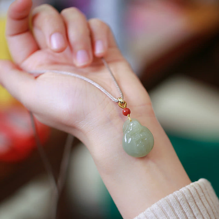 Buddha Stones Lachende Boeddha Hetian Jade Rijkdom Voorspoed Ketting - image 1