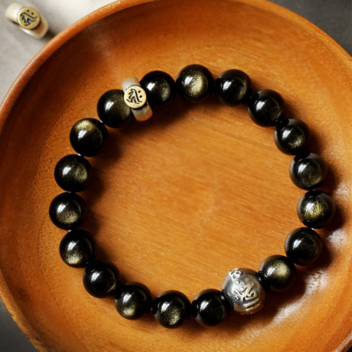 Buddha Stones Chinese dierenriem geboorte Boeddha Obsidiaan Armband - image 2