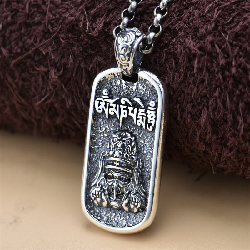 Buddha Stones 925 Sterling Zilveren Zakiram Godin van de Rijkdom Om Mani Padme Hum Vrede Ketting - image 0