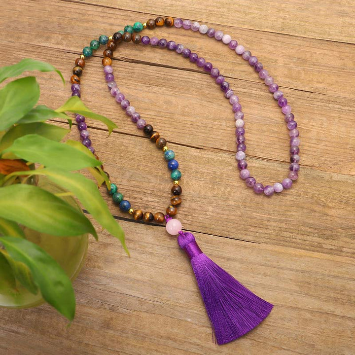Buddha Stones Tibetaanse amethist zuiverende Armband Mala set - image 7