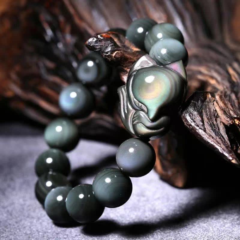 Buddha Stones Regenboog Obsidiaan Vos Helende Positieve Armband - image 1