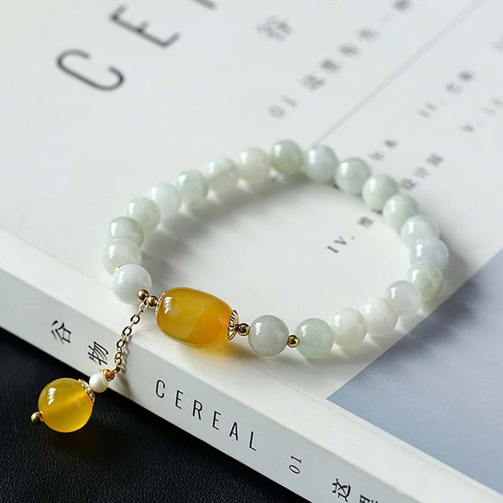Buddha Stones Armband van natuurlijke witte jade agaat - image 4