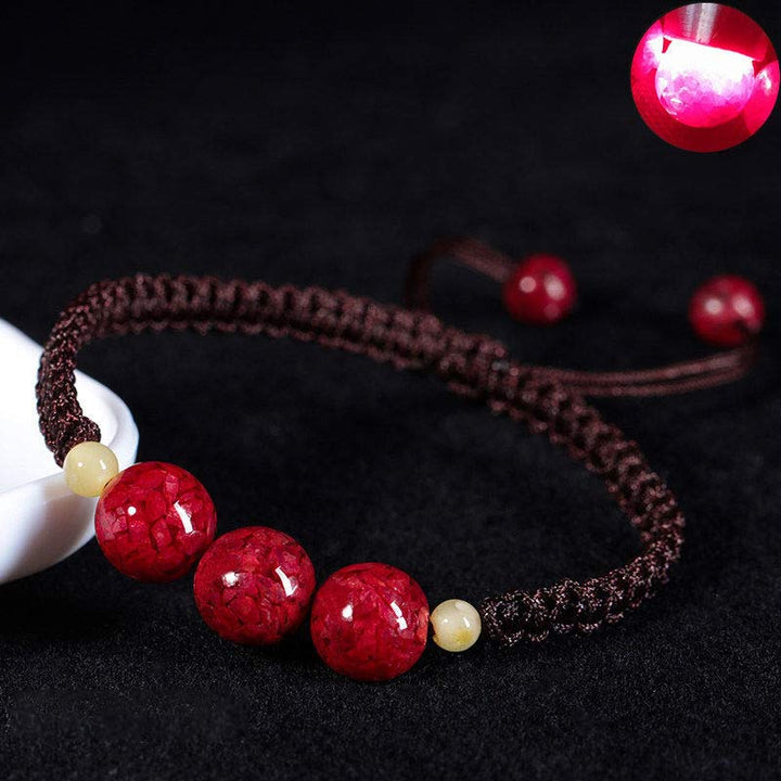 Buddha Stones Cinnabar Blessing Rode Armband met Koord voor Kinderen - Bruin (Polsomtrek 14 cm) - 6mm - image 7