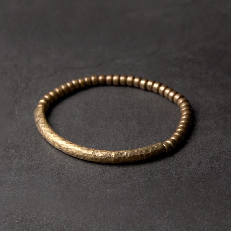Buddha Stones Eenvoudig ontwerp Armband met koperen kralen, symbool voor geluk en welvaart. - 17-17,5 cm - Kleine koperen kralen - image 0
