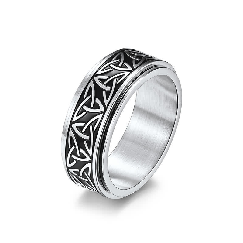 Buddha Stones Driehoekige knoop Triquetra titanium stalen draaibare Ring - image 0