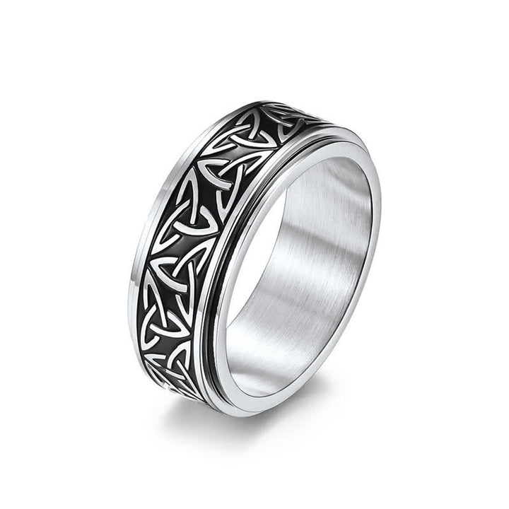 Buddha Stones Driehoekige knoop Triquetra titanium stalen draaibare Ring - image 0