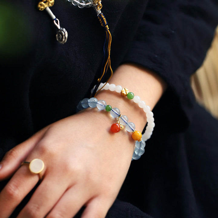 Buddha Stones Aquamarijn Rode Agaat Vredespompoen Armband - image 2