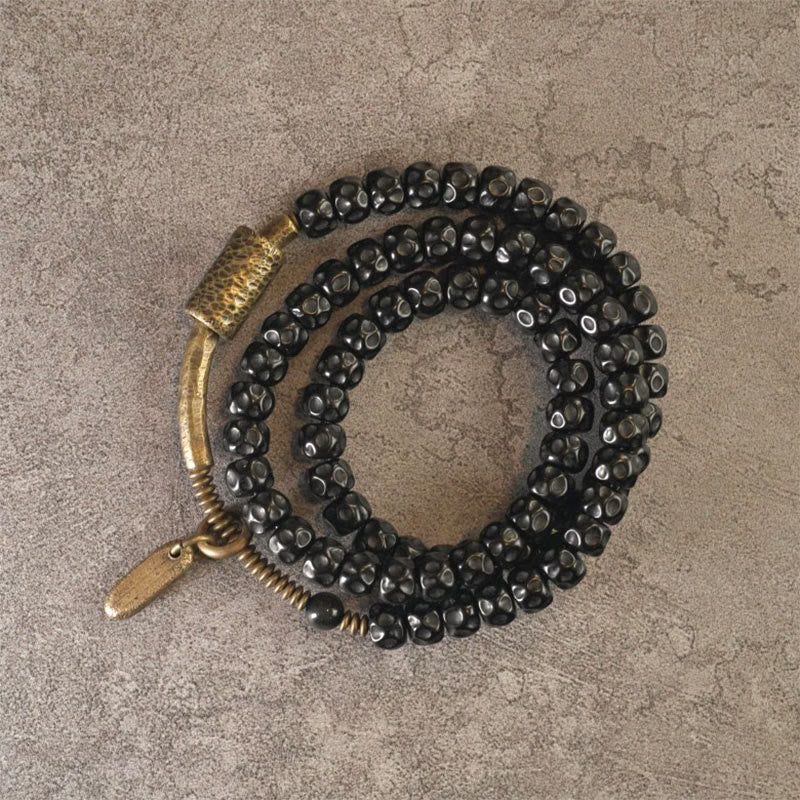 Buddha Stones Retro armband van kokosnootschaal, messing en koper met drievoudige wikkeling . - image 5