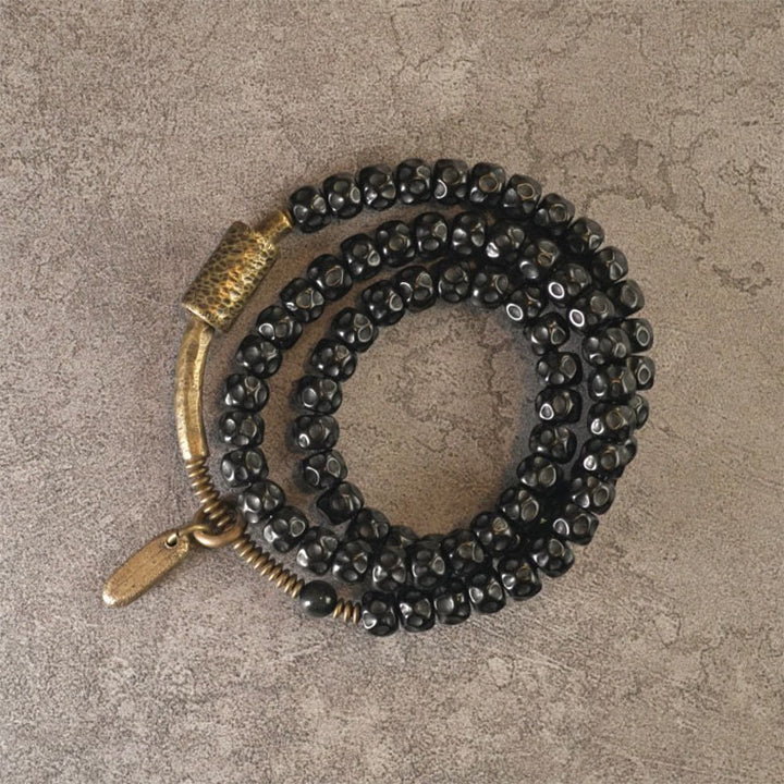 Buddha Stones Retro armband van kokosnootschaal, messing en koper met drievoudige wikkeling . - image 5