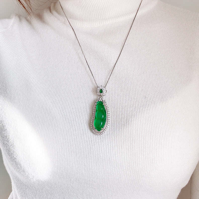 Geluksboon Ketting van cyaan jade - image 2