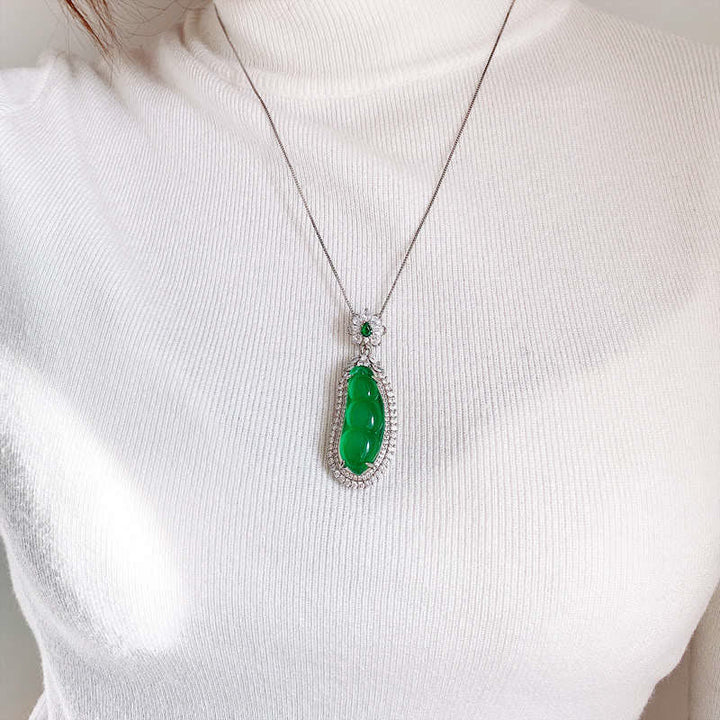 Geluksboon Ketting van cyaan jade - image 2