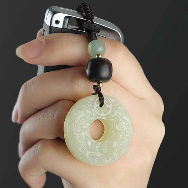 Buddha Stones PiXiu Jade Vredesgesp Sleutelhanger voor Overvloed en Rijkdom - image 1