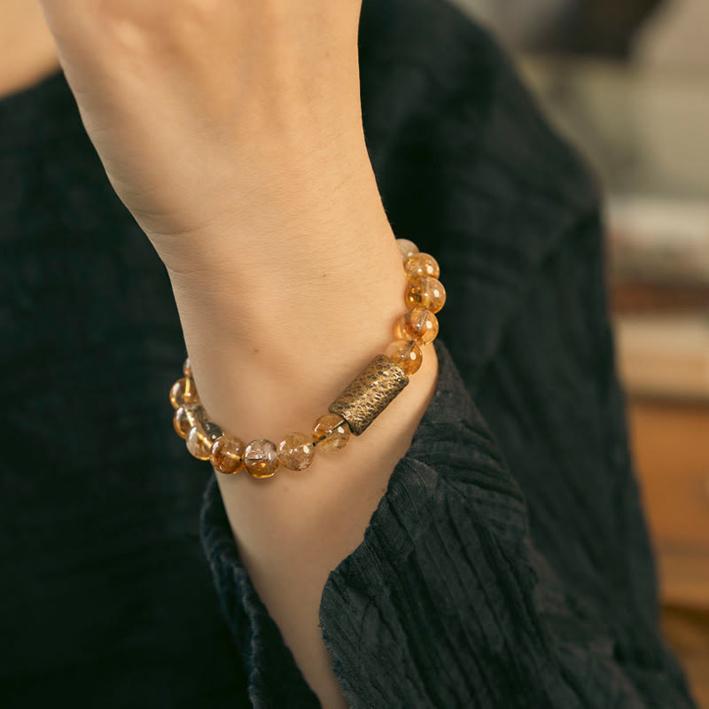 Buddha Stones Armband met natuurlijke citrienkristallen en messing kralen - image 7