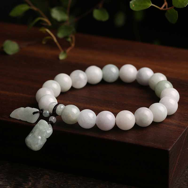 Buddha Stones Armband van natuurlijke jade, Pi Xiu Boeddha, kalebas en appel voor succes - image 2