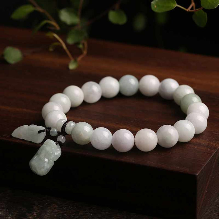 Buddha Stones Armband van natuurlijke jade, Pi Xiu Boeddha, kalebas en appel voor succes - image 2