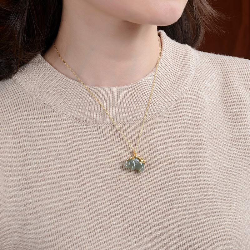 Buddha Stones Ketting met jade olifantje, symbool voor geluk en zegen. - image 2