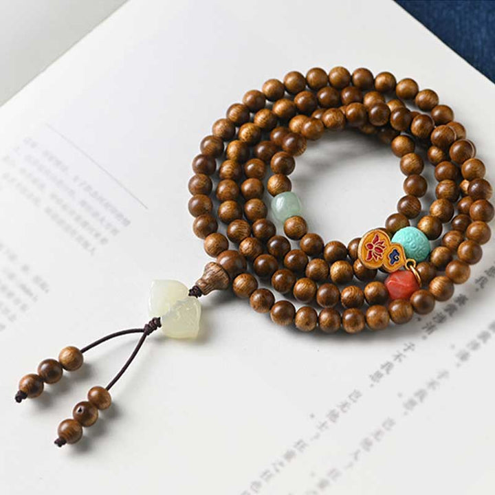 Buddha Stones Tibetaanse rozenhouten beschermende kalmerende Armband (Mala) - image 13