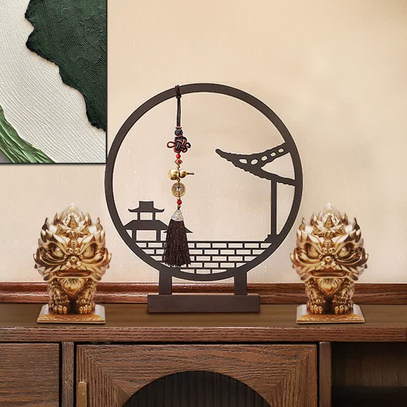Buddha Stones Leeuwenbeeld van hars ter decoratie van huis en kantoor - image 4