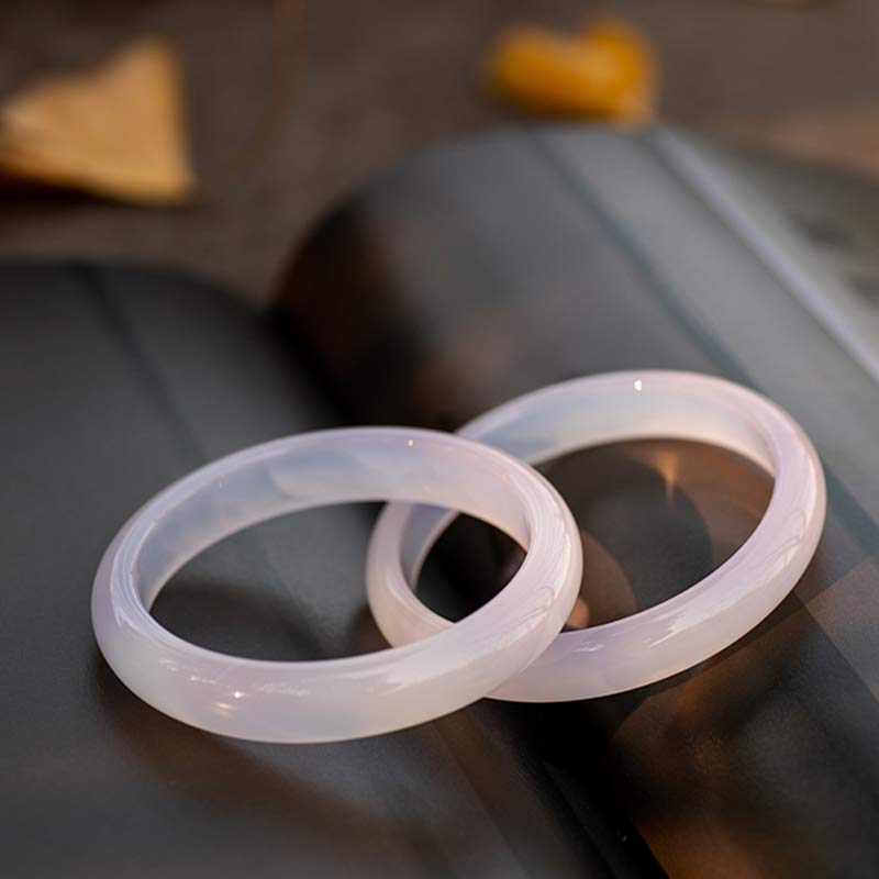 Buddha Stones Natuurlijke chalcedoon Bangle-armband met harmonie- en positieve boodschap. - image 10