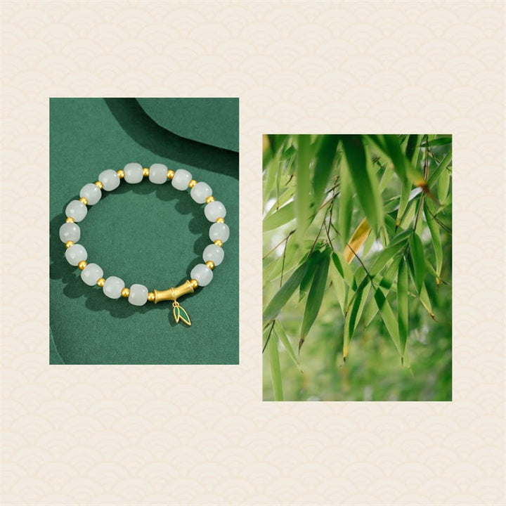 Buddha Stones 925 Sterling Zilveren Hetian Witte Jade Bamboe Armband - image 9