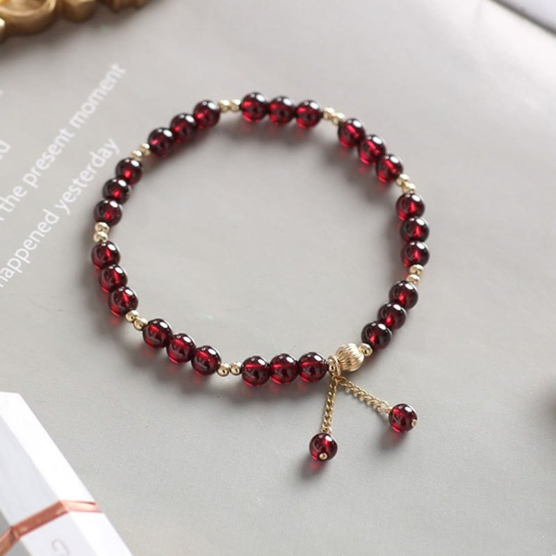 Buddha Stones 14K vergulde legering armband met natuurlijke granaat - image 2