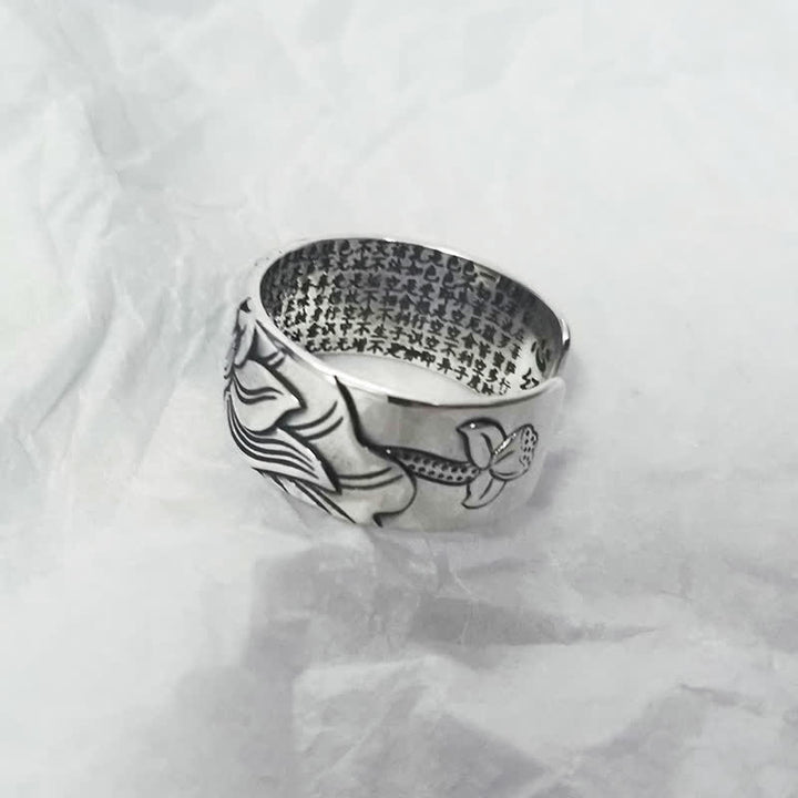 Buddha Stones Ring van 999 sterling zilver met lotussymbool, hart en soetra-bescherming. - image 5