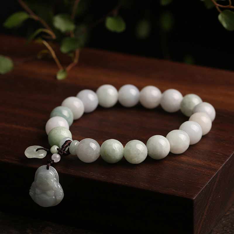Buddha Stones Armband van natuurlijke jade, Pi Xiu Boeddha, kalebas en appel voor succes - image 4