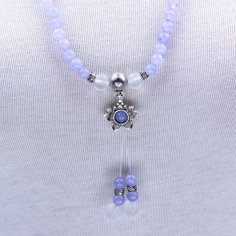 Buddha Stones Paarse jaspis kralen Armband Mala - image 5