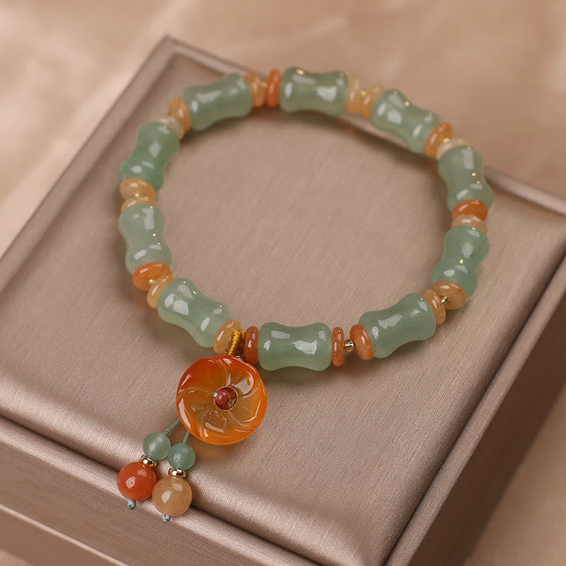 Buddha Stones Armband van natuurlijke jade en bamboe met bloemenpatroon - image 6