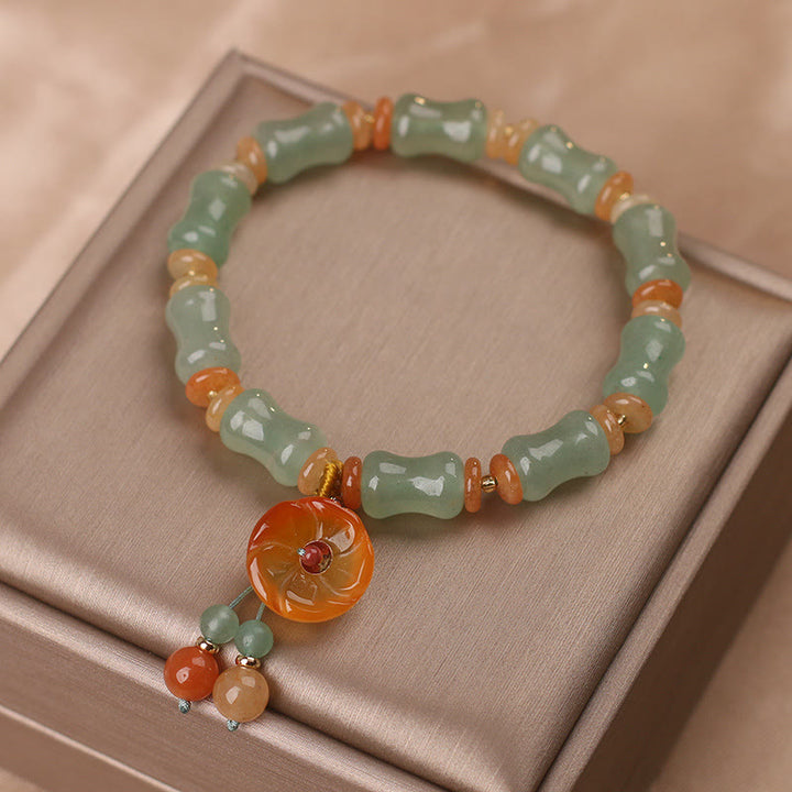 Buddha Stones Armband van natuurlijke jade en bamboe met bloemenpatroon - image 6