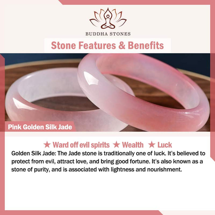 Buddha Stones Roze gouden zijden jade rijkdom Bangle-armband - image 10