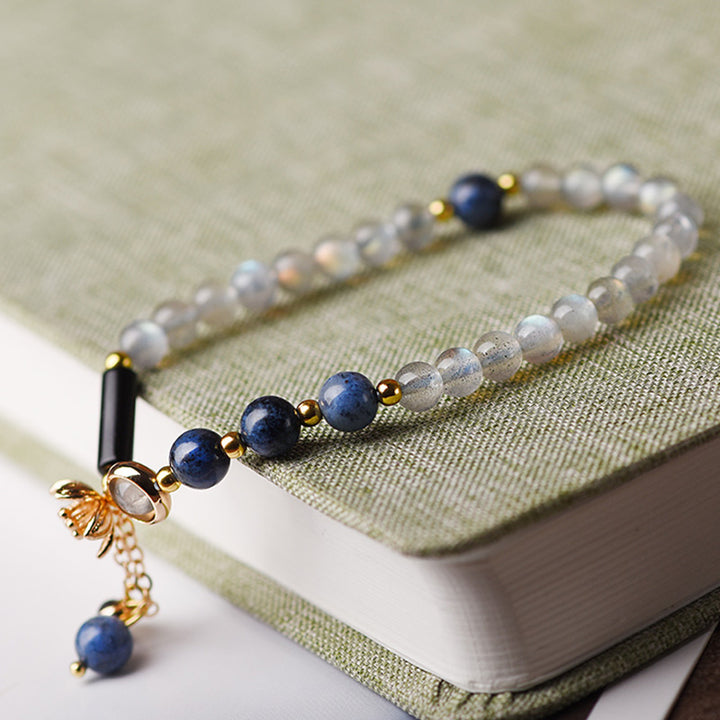 Buddha Stones Maansteen Lazuriet Lapis Lazuli Kalmerende Helende Positieve Armband - 1 Cirkel - image 2