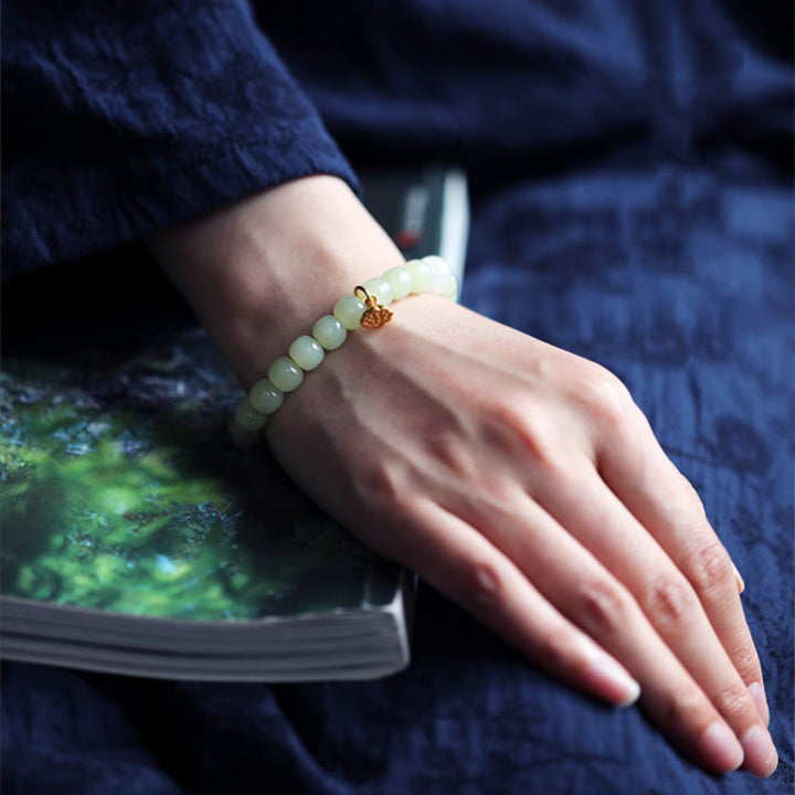 Buddha Stones Verstelbare Armband met jade lotusbloem en overvloed - image 6