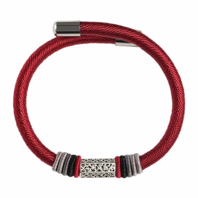 Buddha Stones 925 Sterling Zilveren Om Mani Padme Hum Vrede Rode Koord Armband - image 8