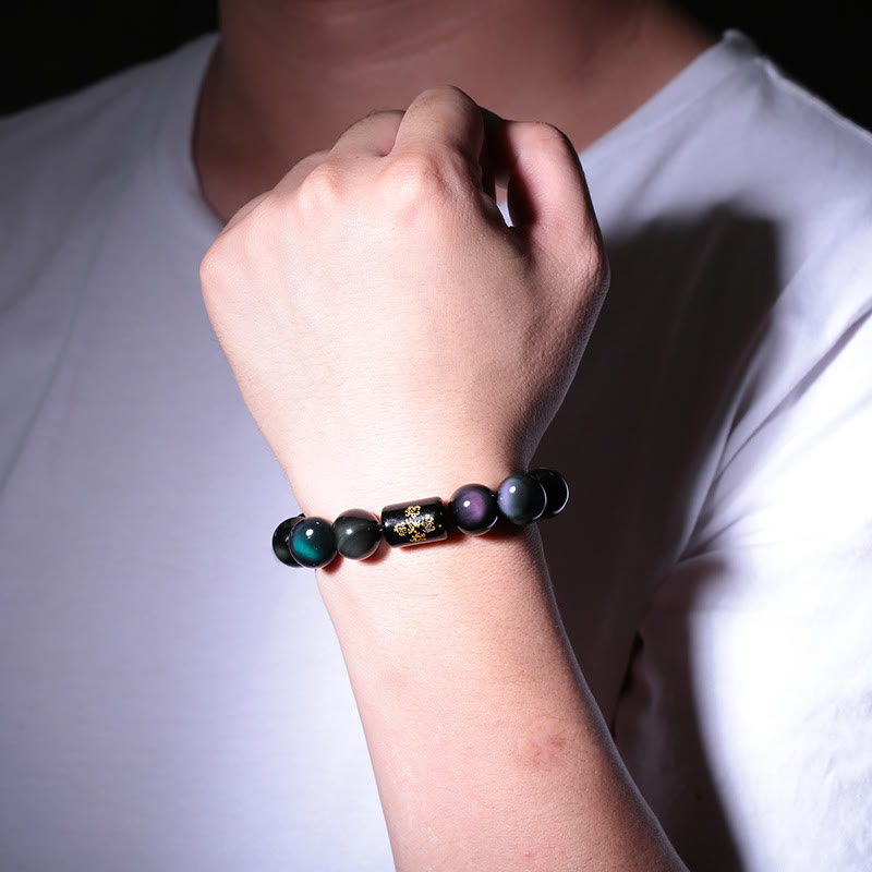 Buddha Stones Armband van natuurlijke regenboogobsidiaan voor positieve transformatie - image 6