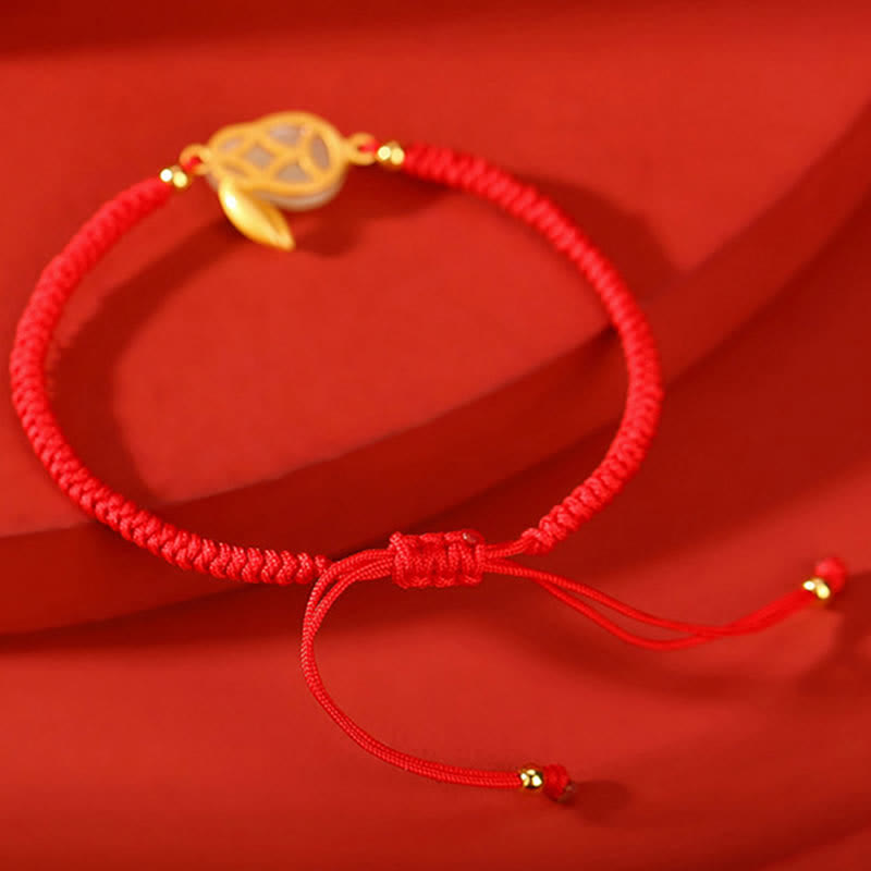Buddha Stones 925 Sterling Zilveren Jaar van het Konijn Hetian Witte Jade Armband met Rood Koord Bescherming - image 4