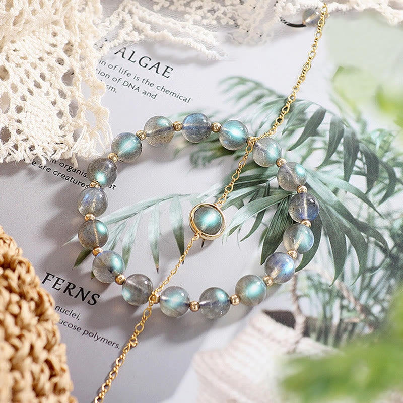 Buddha Stones 14k vergulde Armband met natuurlijke maansteen voor helende liefde - image 1