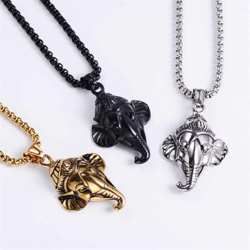 Buddha Stones Ganesh Ganpati Olifant Titanium Stalen Beschermende Hanger Ketting - image 5