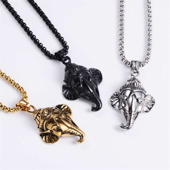 Buddha Stones Ganesh Ganpati Olifant Titanium Stalen Beschermende Hanger Ketting - image 5