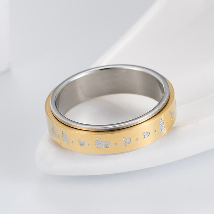 Buddha Stones Mantra titanium stalen balans draaibare Ring - image 3