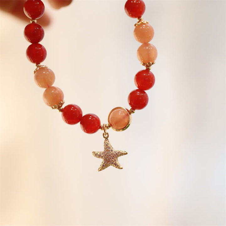 Buddha Stones Zonnesteen Perzik Maansteen Rode Agaat Kristallen Armband - image 4